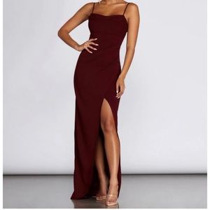 Long Burgundy Windsor Dress